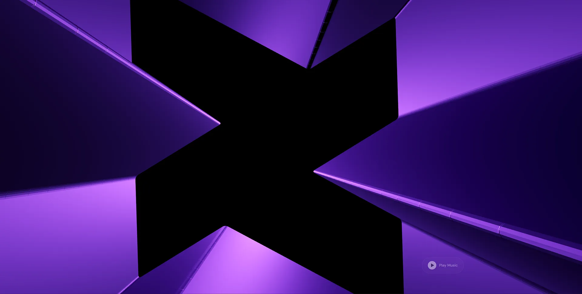 Close-up view of AXERA's faceted purple brand object against black