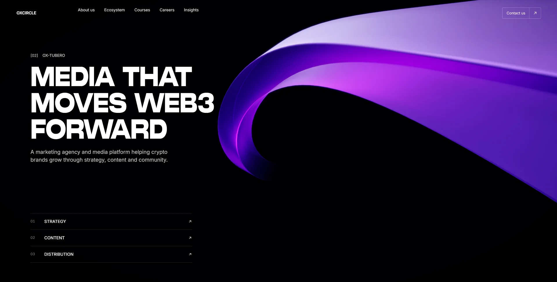 OX-Tubero section presenting a media platform that moves Web3 forward